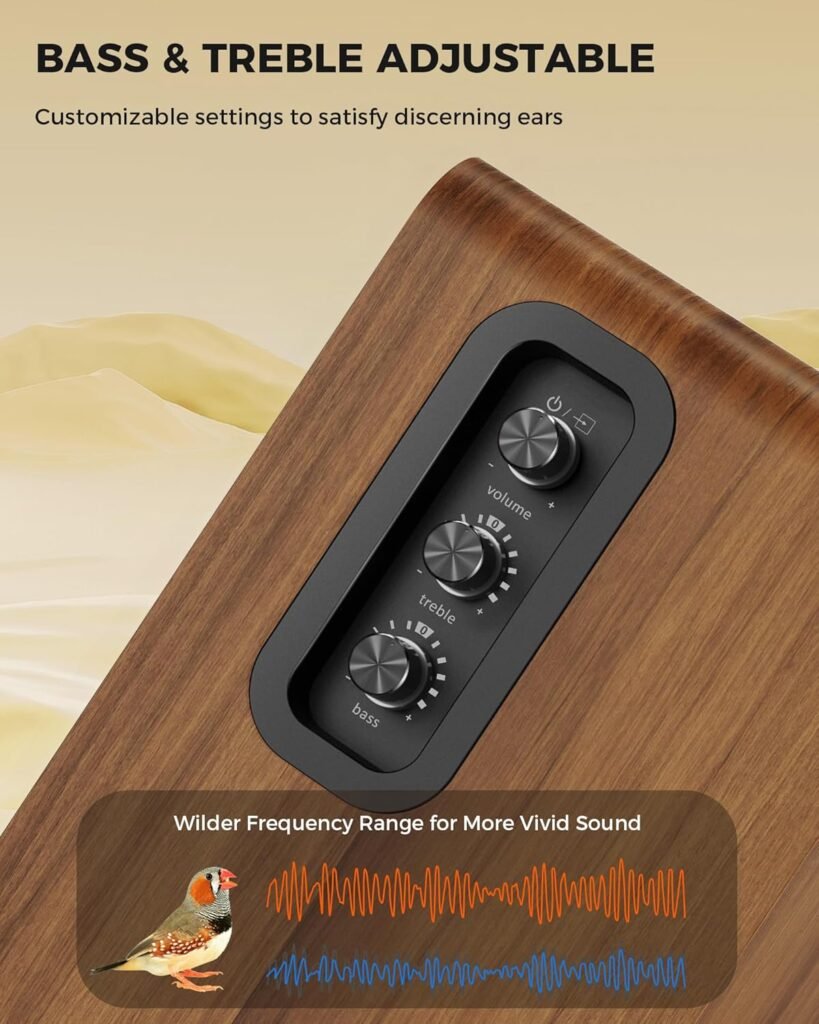 Active Bookshelf Speakers 36W RMS - BT 5.4 Wireless Speaker with 5 Inch Woofer, Silk Dome Tweeter PC Speakers - USB Digital Audio Studio Monitors Bass Treble Adjust AUX Input for Record Player TV Active Bookshelf Speakers 36W RMS - BT 5.4 Wireless Speaker with 5 Inch Woofer, Silk Dome Tweeter PC Speakers - USB Digital Audio Studio Monitors Bass Treble Adjust AUX Input for Record Player TV