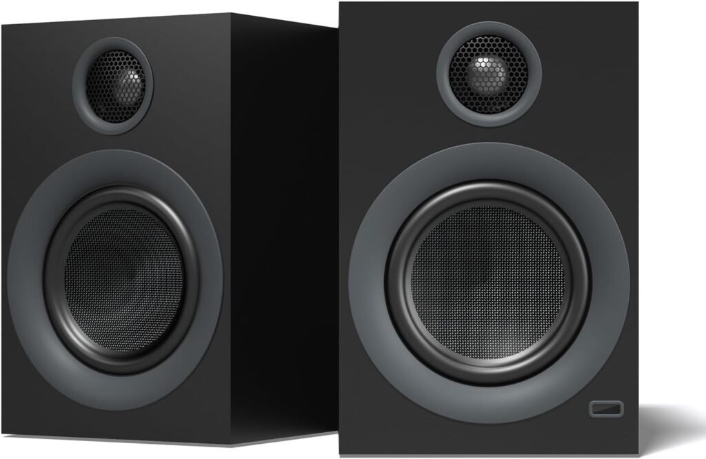 Bluetooth Bookshelf Speakers, 75W Powered Active Speaker with 4 Inch Woofer, HiFi Speaker with aptX Bluetooth USB for Home, Studio, Gaming, Set of 2, Black