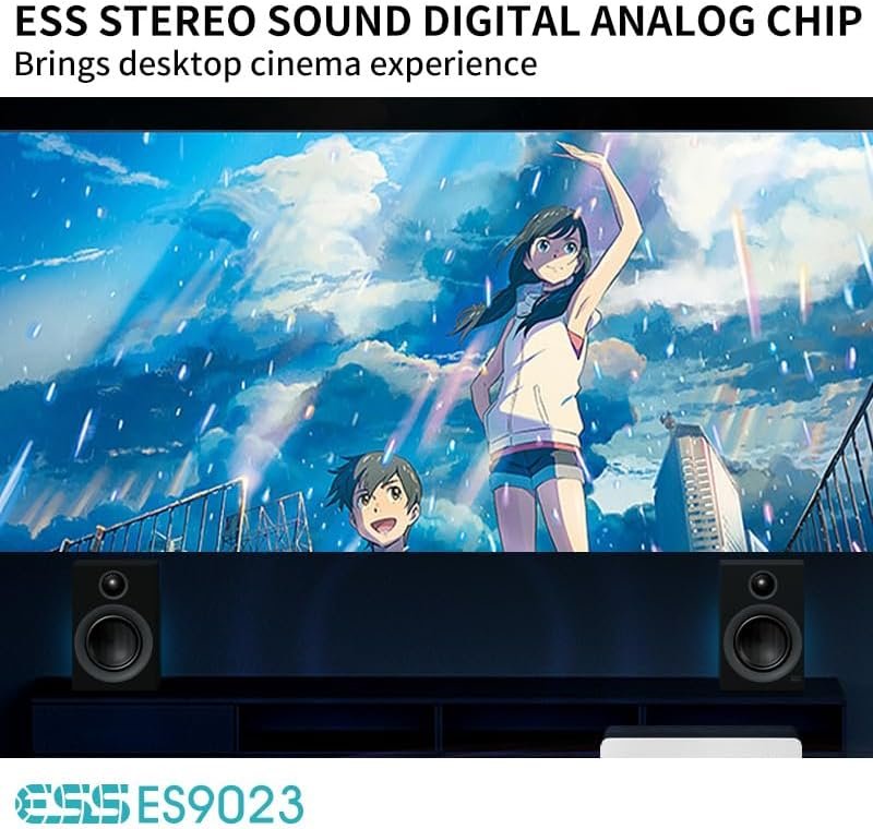 Bluetooth Bookshelf Speakers, 75W Powered Active Speaker with 4 Inch Woofer, HiFi Speaker with aptX Bluetooth USB for Home, Studio, Gaming, Set of 2, Black