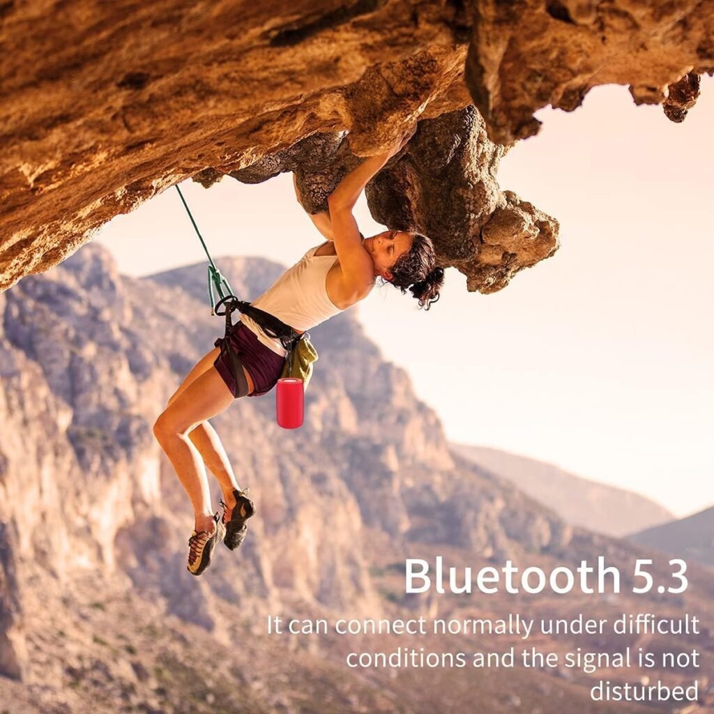 Bluetooth Speaker,MusiBaby Wireless,Outdoor, Waterproof,Portable Speaker,Dual Pairing, Bluetooth 5.0,Loud Stereo,Booming Bass,24H Playtime for HomeParty,Gifts(Pure Red)