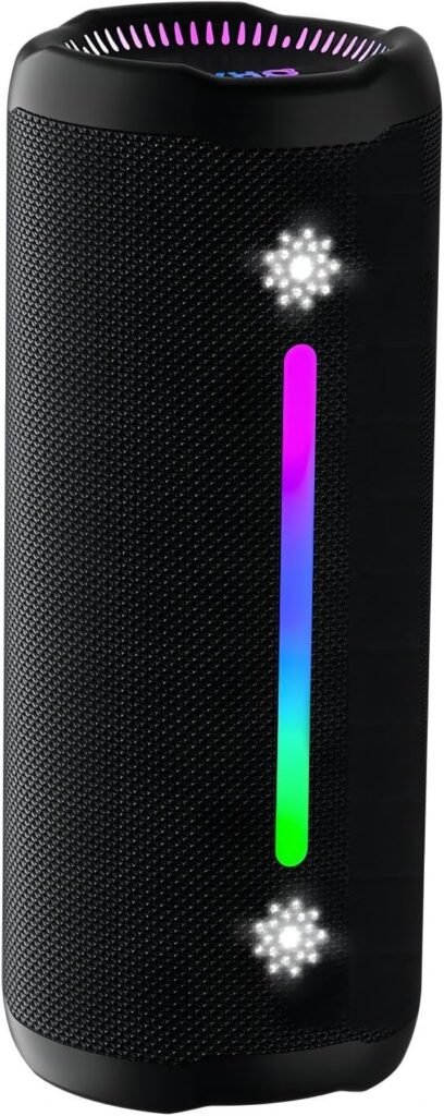 Bluetooth Speakers Wireless Loud Stereo Sound IPX7 Waterproof Outdoor Portable 25W Super Bass Speaker for Home Party Beach with 24H Playtime Colorful Lights BT5.3 TWS Pairing Birthday Gift Black