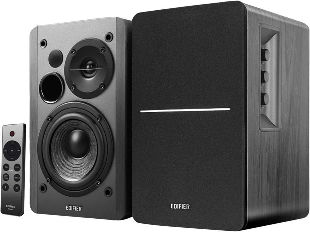 Edifier R1280DBs Active Bluetooth Bookshelf Speakers - Optical Input - 2.0 Wireless Studio Monitor Speaker - 42W RMS with Subwoofer Line Out - Wood Grain