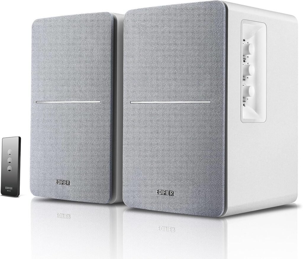 Edifier R1280T Powered Bookshelf Speakers - 2.0 Active Near Field Studio Monitor Speaker - White Enclosure - 42 Watts RMS