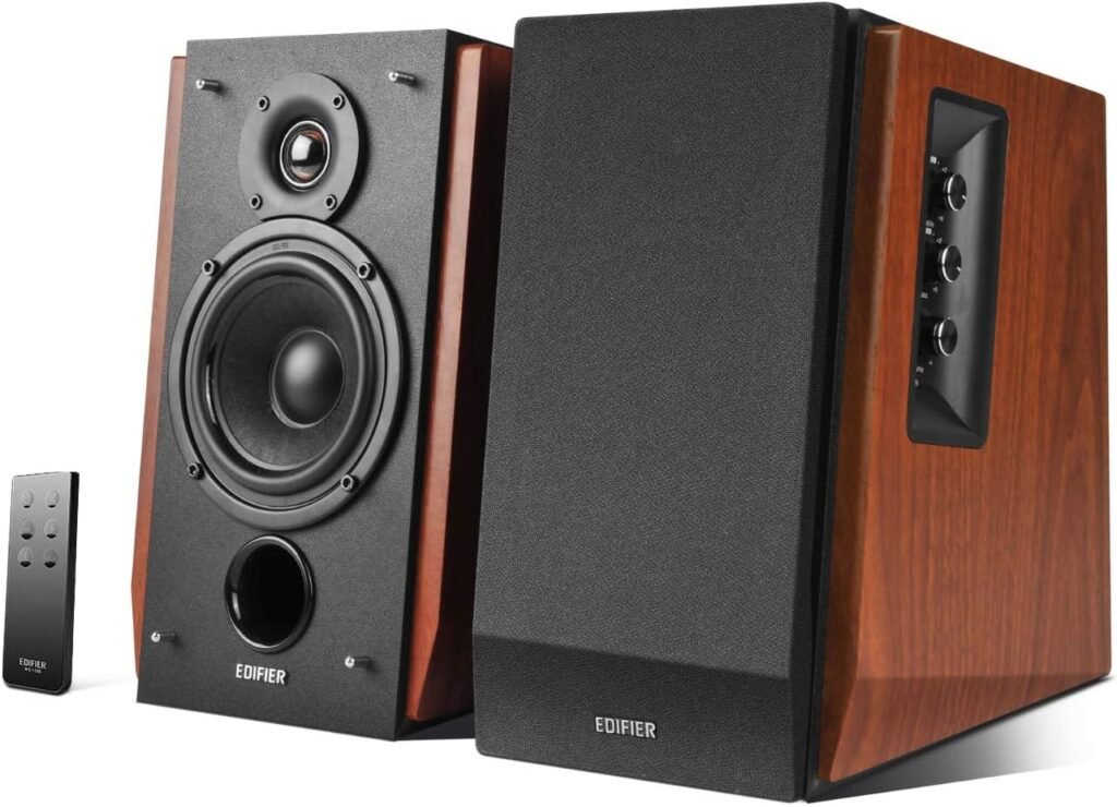 Edifier R1700BT Bluetooth Bookshelf Speaker - Active Near-Field Studio Monitors - Powered Speakers 2 Setup Wooden Enclosure - 66w RMS