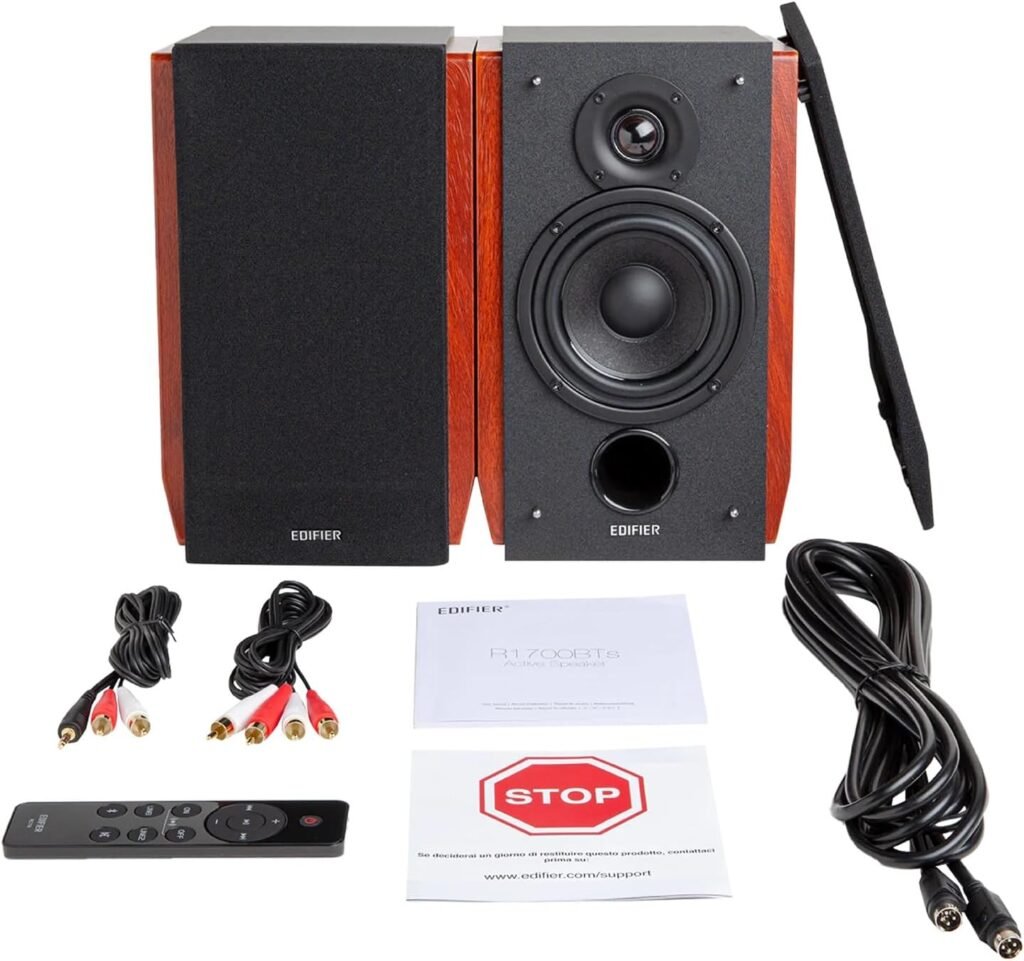 Edifier R1700BTs Active Bluetooth Bookshelf Speakers - 2.0 Wireless Near Field Studio Monitor Speaker - 66w RMS with Subwoofer Line Out