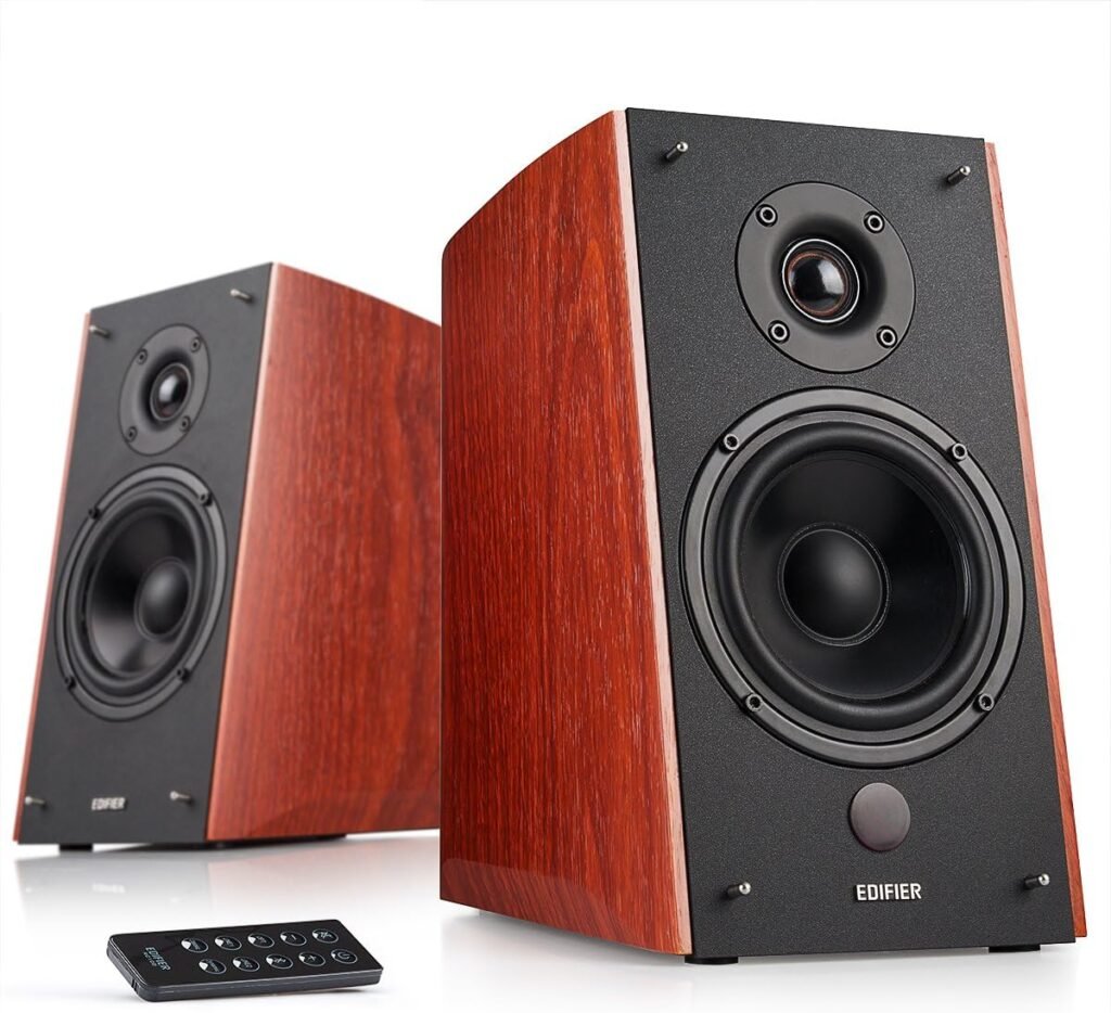 Edifier R2000DB Powered Bluetooth Bookshelf Speakers - Near-Field Studio Monitors 120W RMS Sound Monitor with Optical Input 5 Large Woofer - Wood