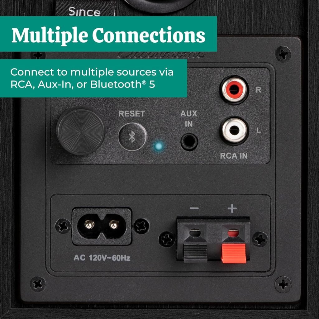 Electrohome Huntley Powered Bookshelf Speakers with Built-in Amplifier and 3 Drivers for Turntable, TV, PC and Wireless Music Streaming Featuring Bluetooth 5, RCA and Aux (EB10B) Electrohome Huntley Powered Bookshelf Speakers with Built-in Amplifier and 3 Drivers for Turntable, TV, PC and Wireless Music Streaming Featuring Bluetooth 5, RCA and Aux (EB10B)