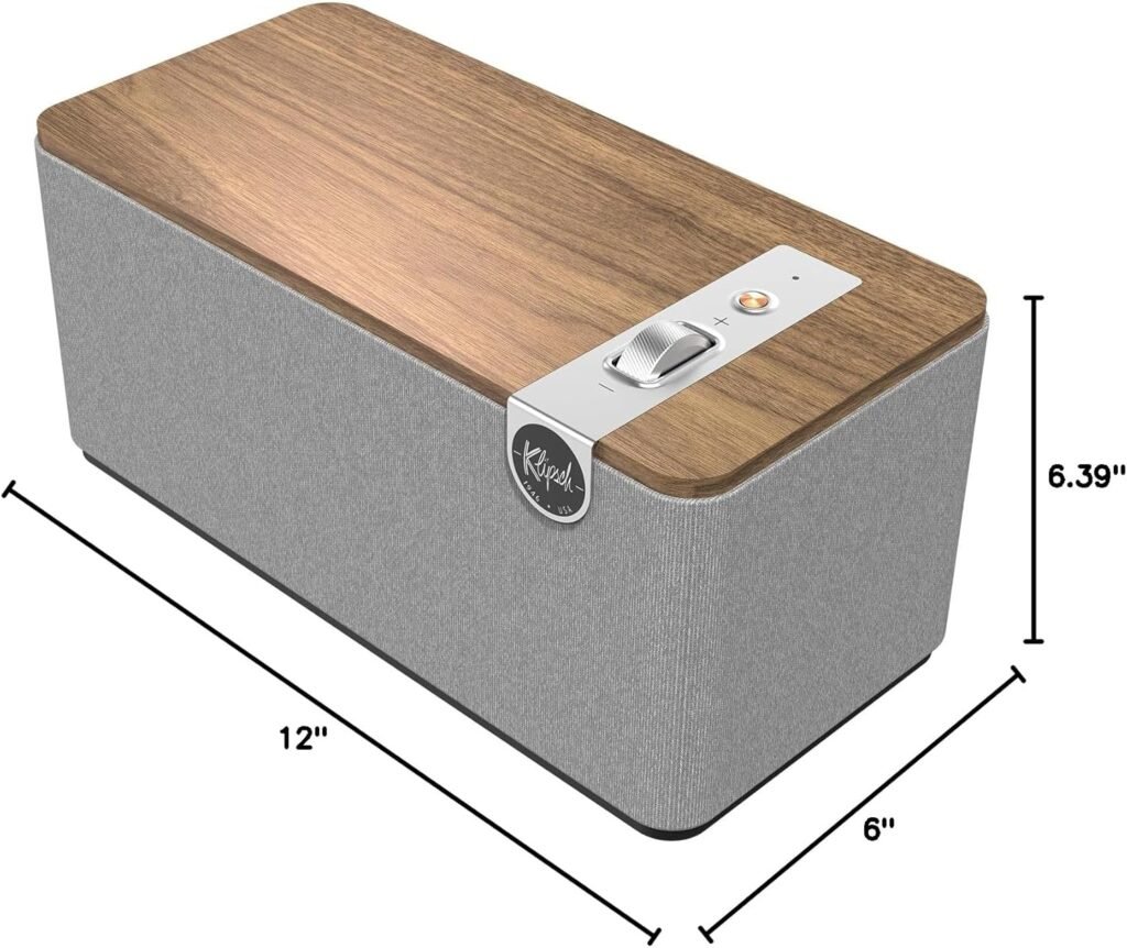 Klipsch The One Plus Premium Bluetooth Speaker System with Two 2.25” Full Range Drivers, 4.5” Woofer, Bluetooth 5.3 with Up to 40 ft. of Distance, Walnut