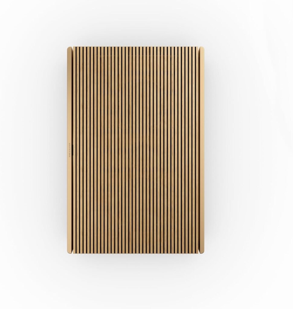 Bang  Olufsen Beosound Level Portable Wi-Fi Multiroom Speaker, Gold Tone/Light Oak