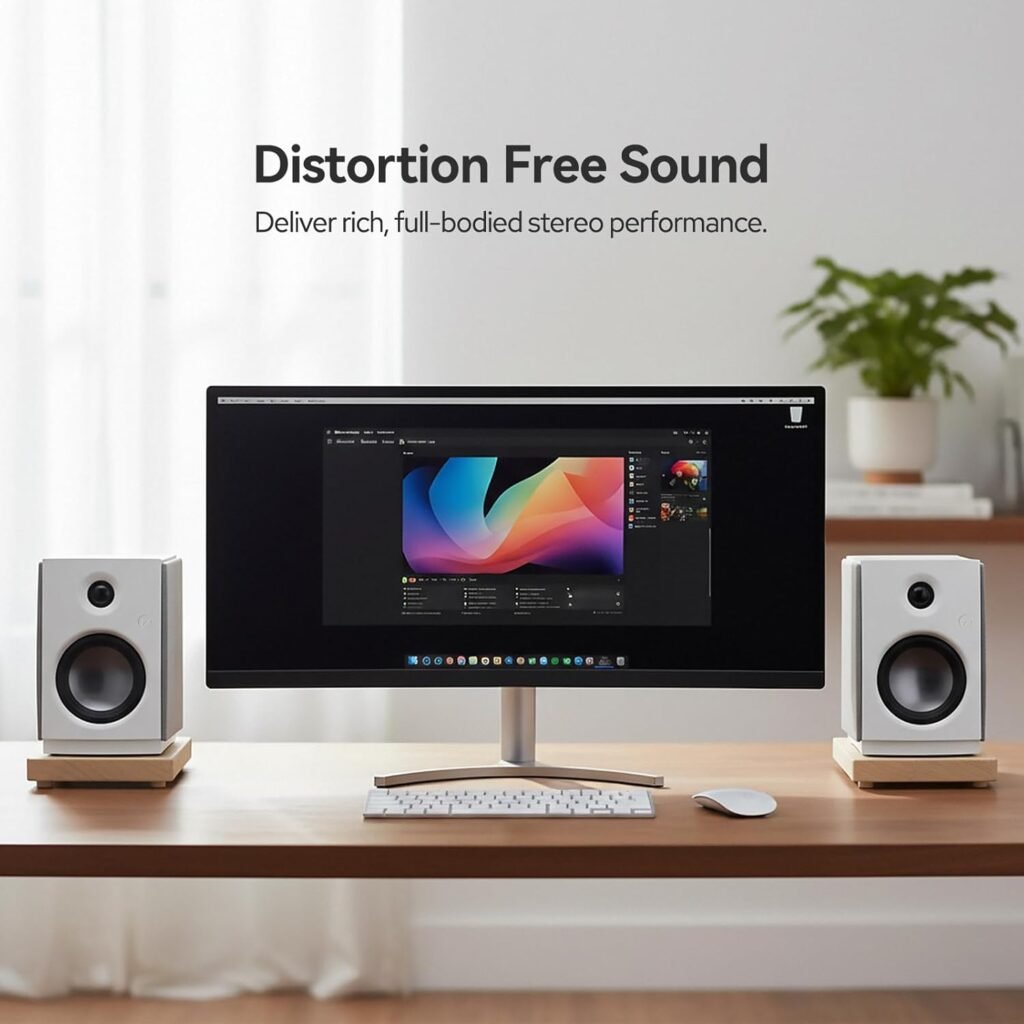 HiVi-Swans OS-10 HiFi Stereo Speakers, Bluetooth 5.0 Active Computer Bookshelf Speakers - 4 Dynamic Woofer, Powered Desk Speakers 62w RMS with Touch Control for PC/Phone/TV - White