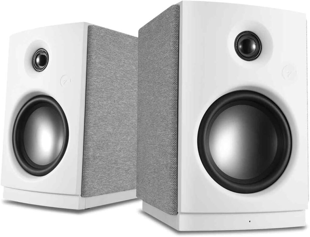 HiVi-Swans OS-10 HiFi Stereo Speakers, Bluetooth 5.0 Active Computer Bookshelf Speakers - 4 Dynamic Woofer, Powered Desk Speakers 62w RMS with Touch Control for PC/Phone/TV - White