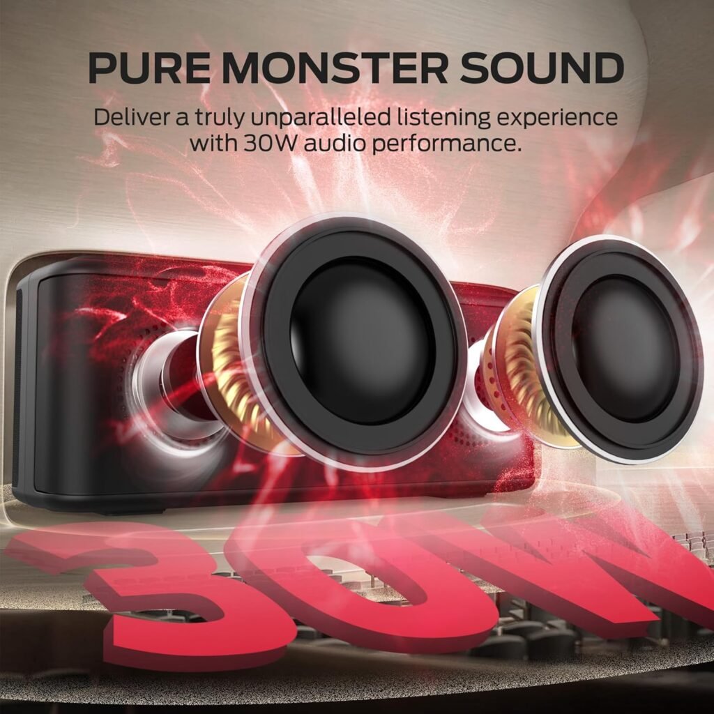 Monster Shock Plus Portable Bluetooth Speaker, Bluetooth 6.0 Speaker,30W Dual Speaker, Deep Bass,15H Playtime, Support AUX/TF Card,IPX6 Waterproof, TWS pairing for Outdoor/Home/Party/Travel,Gift Ideas Monster Shock Plus Portable Bluetooth Speaker, Bluetooth 6.0 Speaker,30W Dual Speaker, Deep Bass,15H Playtime, Support AUX/TF Card,IPX6 Waterproof, TWS pairing for Outdoor/Home/Party/Travel,Gift Ideas