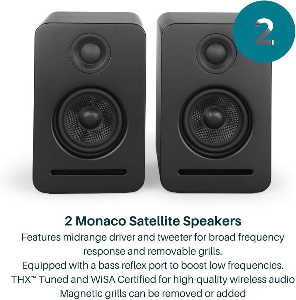 Platin Monaco 5.1.2 Home Theater System - Wireless Surround Sound System Upward Firing Speakers - THX Tuned WiSA Certified Platin Monaco 5.1.2 Home Theater System - Wireless Surround Sound System Upward Firing Speakers - THX Tuned WiSA Certified
