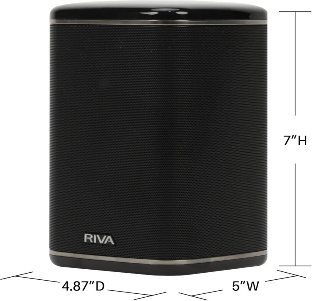 RIVA Upgraded Arena Wi-Fi Bluetooth Hi-Fi Speaker, 6 Drivers, 50W, Multiroom Music System, Supports Airplay 2, Chromecast, Spotify, Tidal and More Streaming (Black)