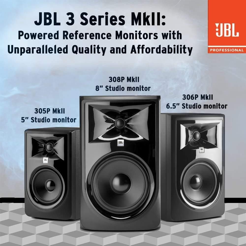 (2) JBL 305P MkII 5 2-Way Active Powered Studio Reference Monitors Speakers