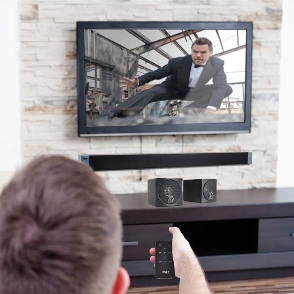 3 Mini Cube Bookshelf Speakers - 100W Small Bookshelf Speakers w/ 3 Paper Cone Driver, 8 Ohm - Passive Audio Book Shelf Speaker Pair For Home Theater Stereo Surround Sound - Pyle Home PCB3BK (Black)