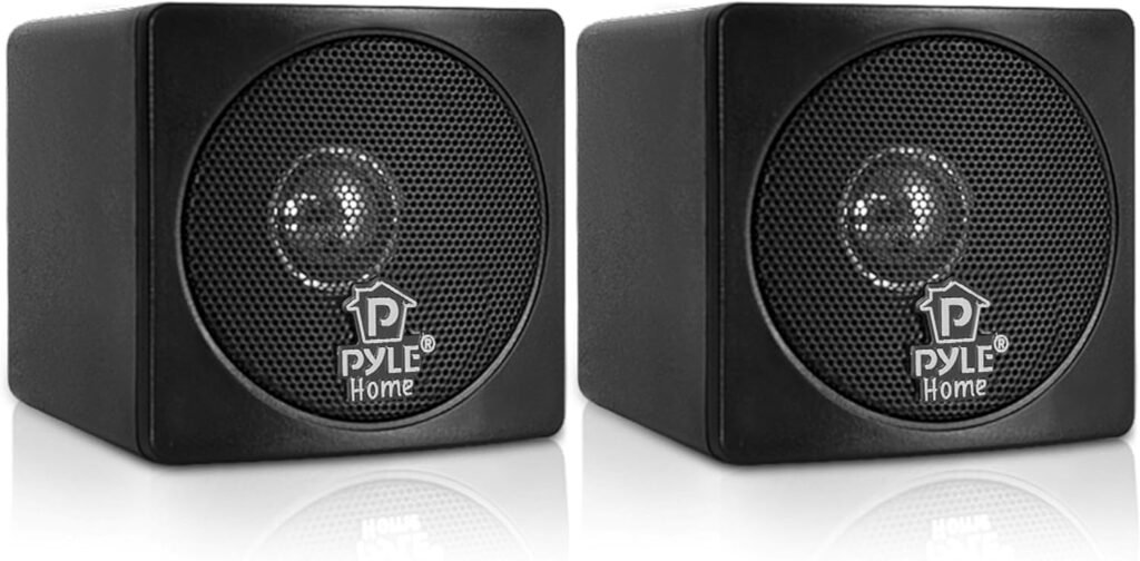 3 Mini Cube Bookshelf Speakers - 100W Small Bookshelf Speakers w/ 3 Paper Cone Driver, 8 Ohm - Passive Audio Book Shelf Speaker Pair For Home Theater Stereo Surround Sound - Pyle Home PCB3BK (Black)