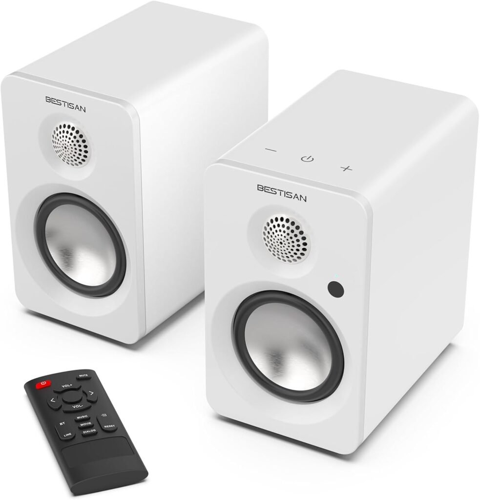 BESTISAN Bluetooth Bookshelf Speakers, 30W X 2 Powered TV Speakers with 3 Inch Woofer, Turntable Speakers with ARC/AUX/Type-C/Bluetooth 5.4/Subwoofer Line Out for PC and TVs BESTISAN Bluetooth Bookshelf Speakers, 30W X 2 Powered TV Speakers with 3 Inch Woofer, Turntable Speakers with ARC/AUX/Type-C/Bluetooth 5.4/Subwoofer Line Out for PC and TVs