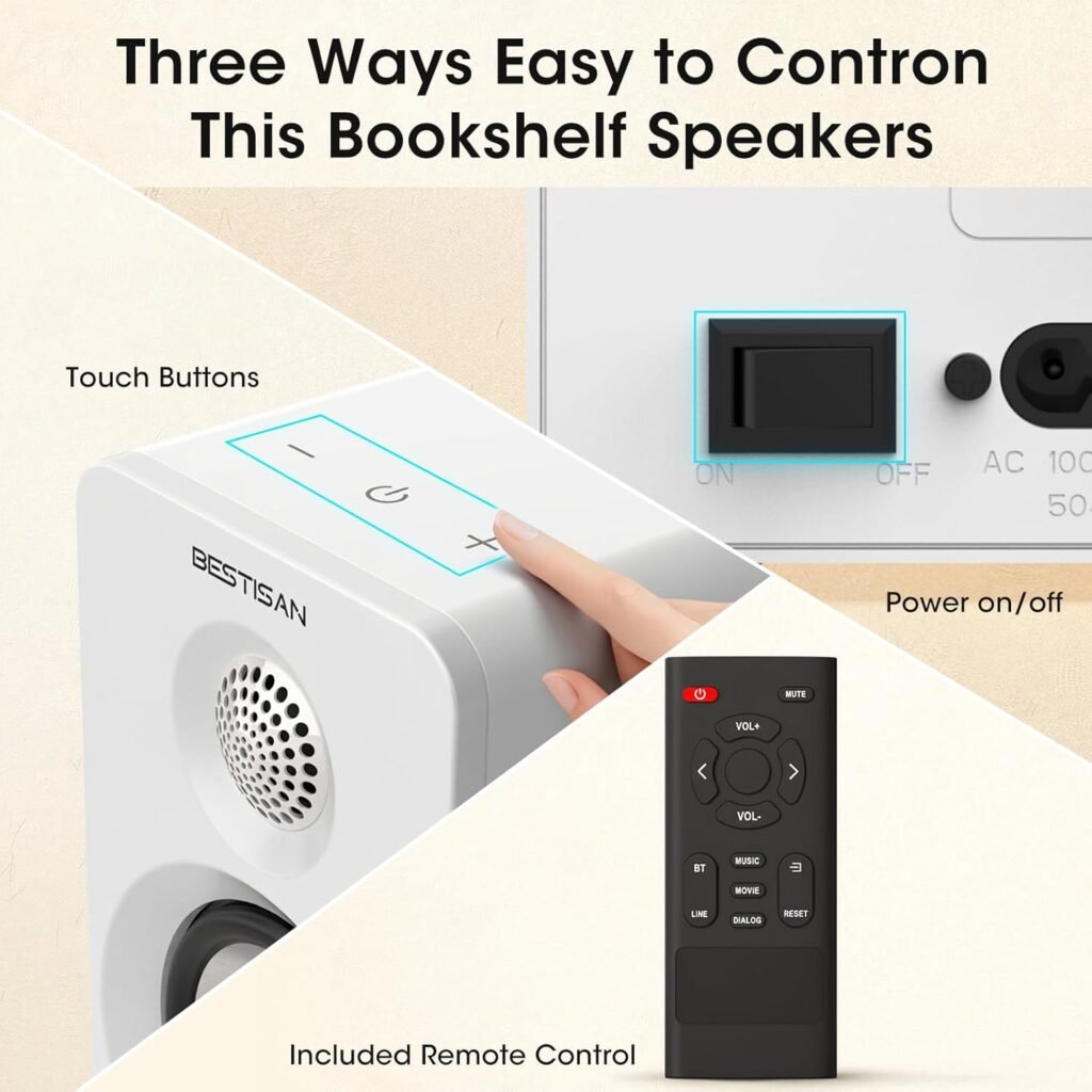 BESTISAN Bluetooth Bookshelf Speakers, 30W X 2 Powered TV Speakers with 3 Inch Woofer, Turntable Speakers with ARC/AUX/Type-C/Bluetooth 5.4/Subwoofer Line Out for PC and TVs BESTISAN Bluetooth Bookshelf Speakers, 30W X 2 Powered TV Speakers with 3 Inch Woofer, Turntable Speakers with ARC/AUX/Type-C/Bluetooth 5.4/Subwoofer Line Out for PC and TVs