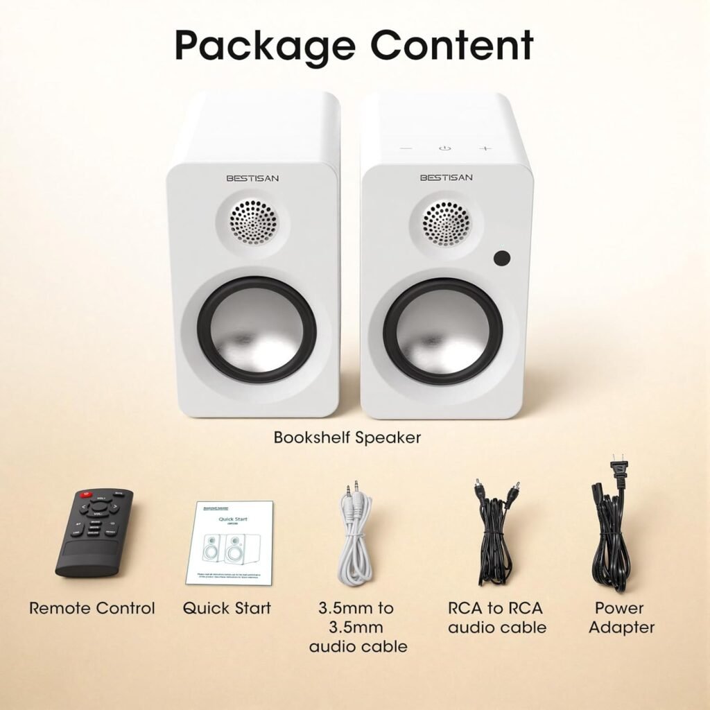 BESTISAN Bluetooth Bookshelf Speakers, 30W X 2 Powered TV Speakers with 3 Inch Woofer, Turntable Speakers with ARC/AUX/Type-C/Bluetooth 5.4/Subwoofer Line Out for PC and TVs BESTISAN Bluetooth Bookshelf Speakers, 30W X 2 Powered TV Speakers with 3 Inch Woofer, Turntable Speakers with ARC/AUX/Type-C/Bluetooth 5.4/Subwoofer Line Out for PC and TVs
