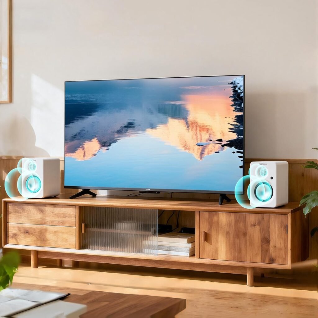 BESTISAN Bluetooth Bookshelf Speakers, 30W X 2 Powered TV Speakers with 3 Inch Woofer, Turntable Speakers with ARC/AUX/Type-C/Bluetooth 5.4/Subwoofer Line Out for PC and TVs BESTISAN Bluetooth Bookshelf Speakers, 30W X 2 Powered TV Speakers with 3 Inch Woofer, Turntable Speakers with ARC/AUX/Type-C/Bluetooth 5.4/Subwoofer Line Out for PC and TVs