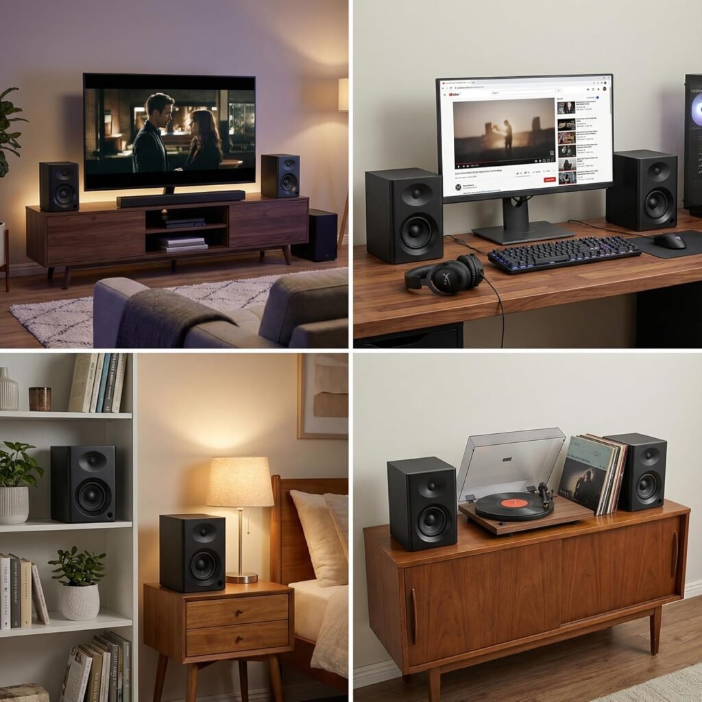 Computer Speakers for Desktop PC - 60W Bluetooth Stereo Sound with Bass, Active Powered Speakers for Home Audio, Monitor, Laptop, Gaming TV, (Black Pair) Computer Speakers for Desktop PC - 60W Bluetooth Stereo Sound with Bass, Active Powered Speakers for Home Audio, Monitor, Laptop, Gaming TV, (Black Pair)