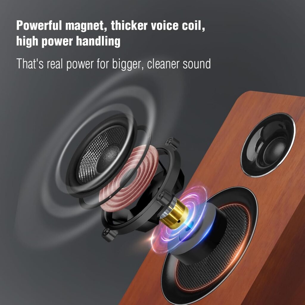 Computer Speakers for Desktop PC, Active Bookshelf Speaker with 3‘’ Carbon Fiber Woofer and Silk Film Tweeter ,Supports Bluetooth 5.3, USB-C, AUX/RCA Input for Record Player TV - Brown Stereo Set Computer Speakers for Desktop PC, Active Bookshelf Speaker with 3‘’ Carbon Fiber Woofer and Silk Film Tweeter ,Supports Bluetooth 5.3, USB-C, AUX/RCA Input for Record Player TV - Brown Stereo Set