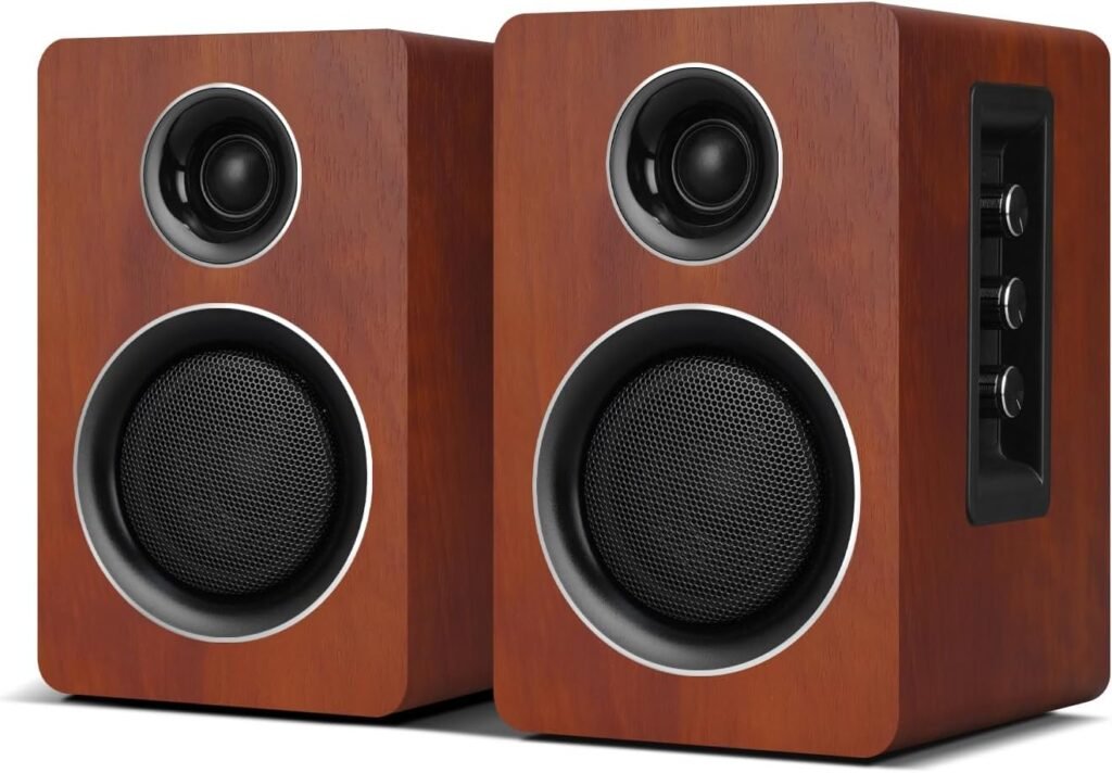 Computer Speakers for Desktop PC, Active Bookshelf Speaker with 3‘’ Carbon Fiber Woofer and Silk Film Tweeter ,Supports Bluetooth 5.3, USB-C, AUX/RCA Input for Record Player TV - Brown Stereo Set Computer Speakers for Desktop PC, Active Bookshelf Speaker with 3‘’ Carbon Fiber Woofer and Silk Film Tweeter ,Supports Bluetooth 5.3, USB-C, AUX/RCA Input for Record Player TV - Brown Stereo Set