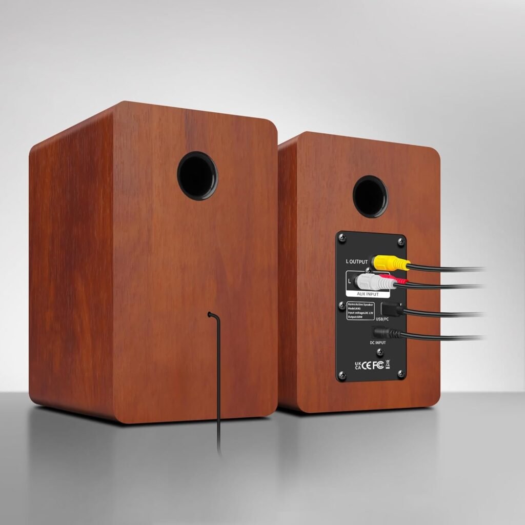 Computer Speakers for Desktop PC, Active Bookshelf Speaker with 3‘’ Carbon Fiber Woofer and Silk Film Tweeter ,Supports Bluetooth 5.3, USB-C, AUX/RCA Input for Record Player TV - Brown Stereo Set Computer Speakers for Desktop PC, Active Bookshelf Speaker with 3‘’ Carbon Fiber Woofer and Silk Film Tweeter ,Supports Bluetooth 5.3, USB-C, AUX/RCA Input for Record Player TV - Brown Stereo Set