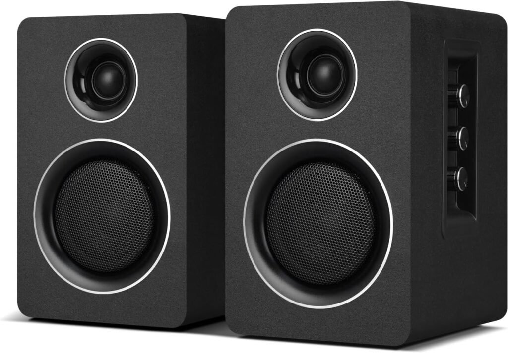 Computer Speakers for Desktop PC, Active Bookshelf Speaker with 3‘’ Carbon Fiber Woofer and Silk Film Tweeter ,Supports Bluetooth 5.3, USB-C, AUX/RCA Input for Record Player TV - Black Stereo Set Computer Speakers for Desktop PC, Active Bookshelf Speaker with 3‘’ Carbon Fiber Woofer and Silk Film Tweeter ,Supports Bluetooth 5.3, USB-C, AUX/RCA Input for Record Player TV - Black Stereo Set