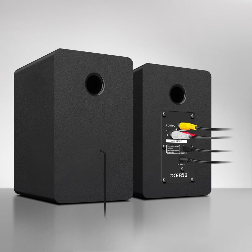 Computer Speakers for Desktop PC, Active Bookshelf Speaker with 3‘’ Carbon Fiber Woofer and Silk Film Tweeter ,Supports Bluetooth 5.3, USB-C, AUX/RCA Input for Record Player TV - Black Stereo Set Computer Speakers for Desktop PC, Active Bookshelf Speaker with 3‘’ Carbon Fiber Woofer and Silk Film Tweeter ,Supports Bluetooth 5.3, USB-C, AUX/RCA Input for Record Player TV - Black Stereo Set