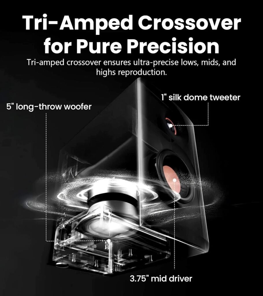 Edifier MR5 2.0 Studio Monitor Bookshelf Speakers, 110W(RMS), Hi-Res Audio, Bluetooth 6.0, 3-Way Active Design, Room Compensation, XLR/TRS/RCA Inputs, Compact Size for Home Studio Music - White Edifier MR5 2.0 Studio Monitor Bookshelf Speakers, 110W(RMS), Hi-Res Audio, Bluetooth 6.0, 3-Way Active Design, Room Compensation, XLR/TRS/RCA Inputs, Compact Size for Home Studio Music - White