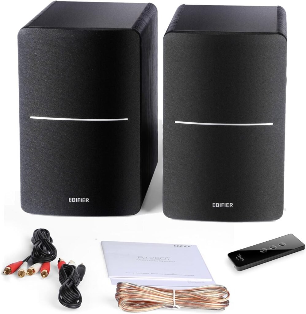 Edifier R1280T Powered Bookshelf Speakers - 2.0 Active Near Field Studio Monitor Speaker - Black - 42 Watts RMS