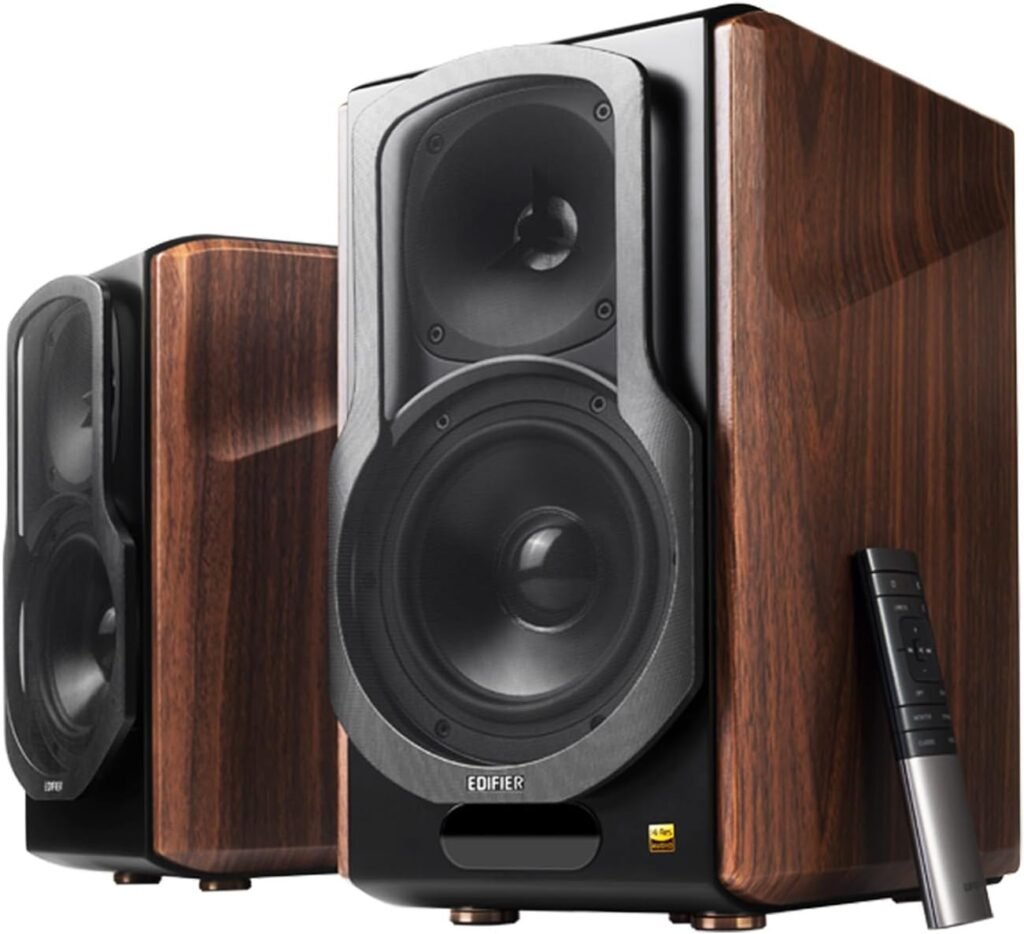 Edifier S2000MKIII Coaxial, Bluetooth, Optical and RCA Bookshelf 2 Speakers, Near-Field Active Tri-Amped 130w Studio Monitor for Audiophiles with Wireless, Line-in and Fiber-Optic Input Walnut Edifier S2000MKIII Coaxial, Bluetooth, Optical and RCA Bookshelf 2 Speakers, Near-Field Active Tri-Amped 130w Studio Monitor for Audiophiles with Wireless, Line-in and Fiber-Optic Input Walnut