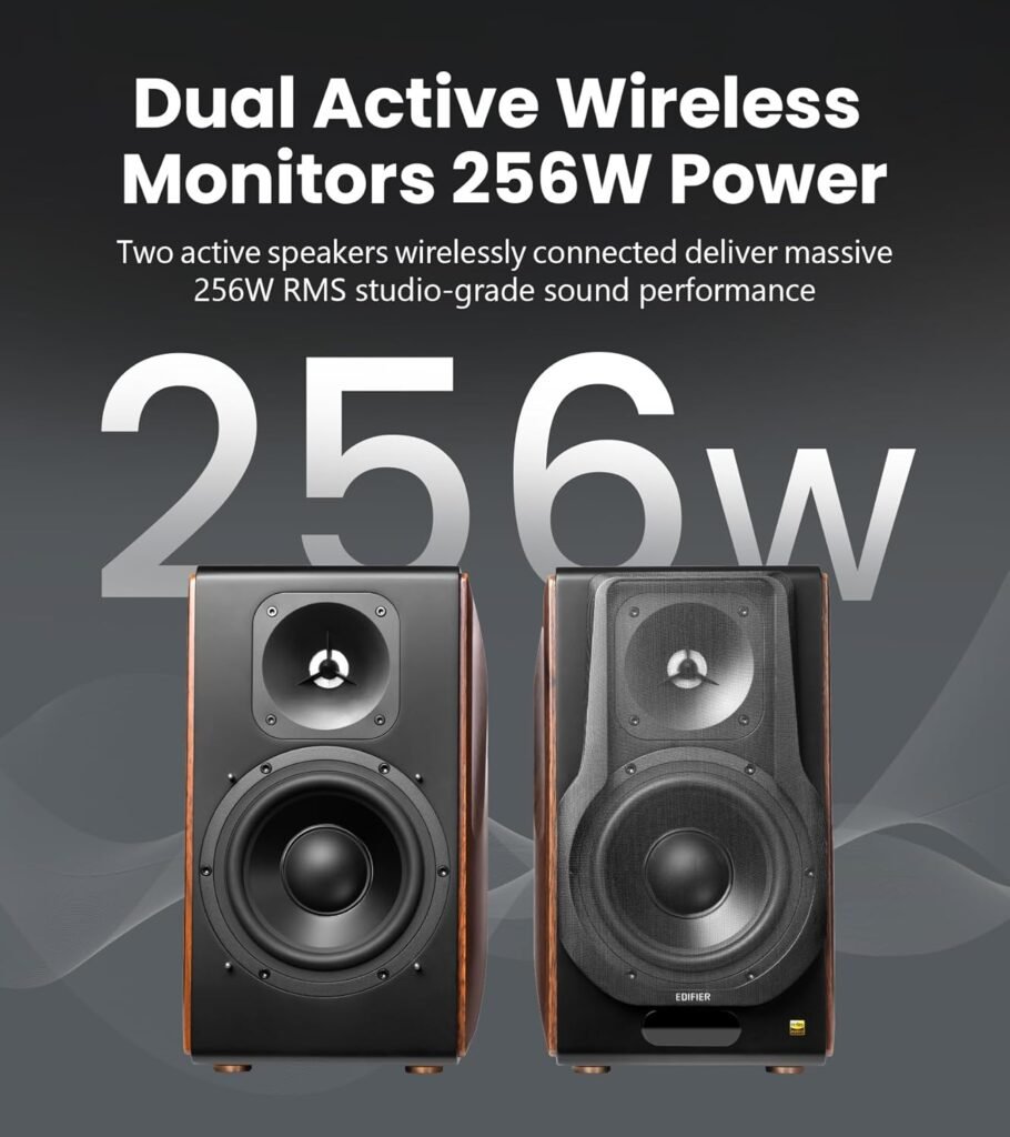 Edifier S3000MKII Audiophile Speakers, Hi-Res 2.0 Powered Bookshelf Speakers with 256W RMS, aptX HD Bluetooth, 5.8GHz Wireless, Planar Magnetic Tweeter - for Turntable, Home Audio