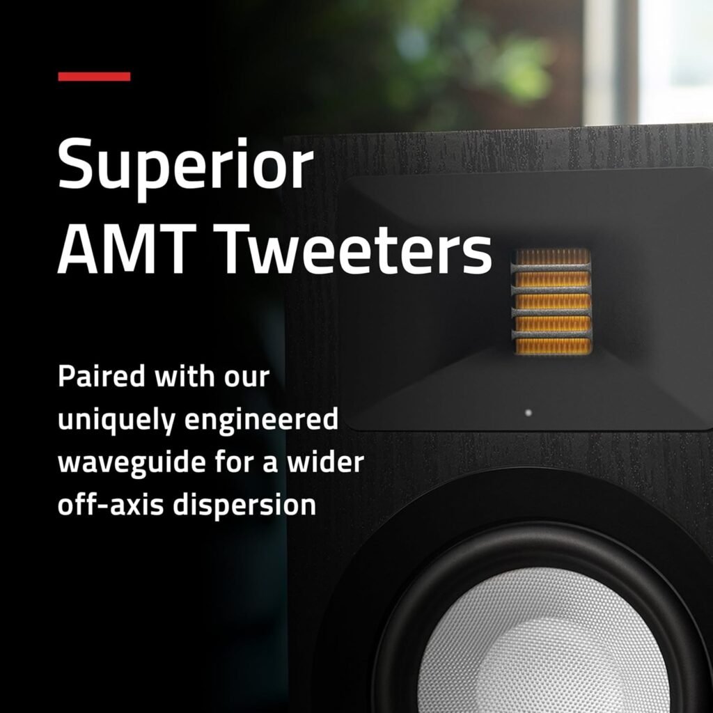 Fluance Ri71 Reference Stereo Powered Bookshelf Speakers with High Performance AMT Tweeters, 5 Drivers, 120W Amplifier for Music, Turntable, TV, PC - HDMI, Bluetooth, RCA  Subwoofer Out (Black Ash)