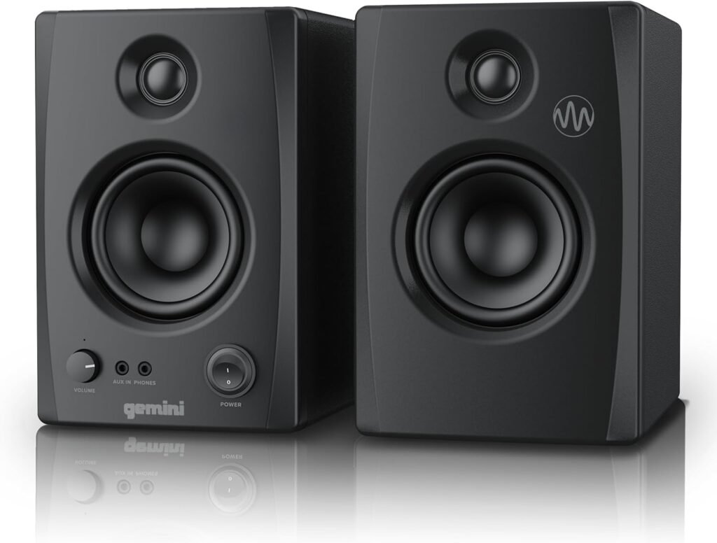 Gemini Sound SMX-3BT 100W Bluetooth Bookshelf Studio Monitor Speakers, Active/Passive Pair for PC, Turntables, Desktop, RCA/3.5mm Aux Input, Wood Cabinet, EQ Control, Perfect for Home Studio and DJs