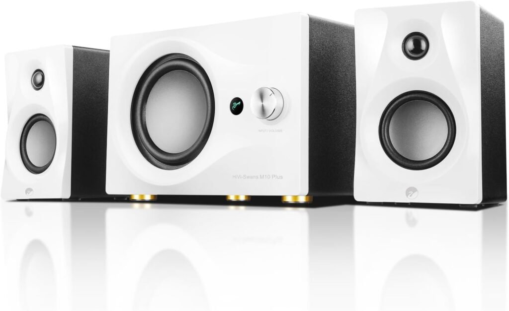 HiVi-Swans M10 Plus White Bookshelf Speaker, Bluetooth Powered Computer Speakers with Subwoofer 2.1 Home Speakers Stereo System – 60W RMS – AUX Audio HiVi-Swans M10 Plus White Bookshelf Speaker, Bluetooth Powered Computer Speakers with Subwoofer 2.1 Home Speakers Stereo System – 60W RMS – AUX Audio