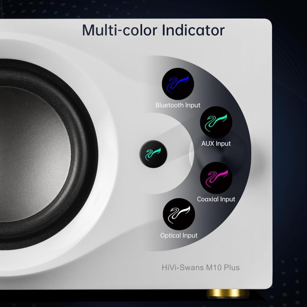 HiVi-Swans M10 Plus White Bookshelf Speaker, Bluetooth Powered Computer Speakers with Subwoofer 2.1 Home Speakers Stereo System – 60W RMS – AUX Audio HiVi-Swans M10 Plus White Bookshelf Speaker, Bluetooth Powered Computer Speakers with Subwoofer 2.1 Home Speakers Stereo System – 60W RMS – AUX Audio