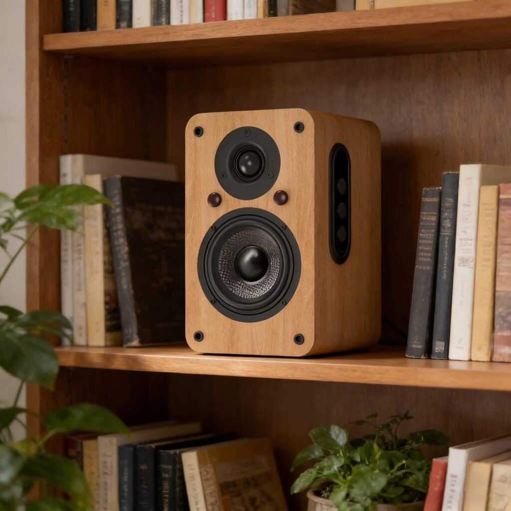 LONPOO Bluetooth Bookshelf Speakers with ARC, 100W Active Powered Speakers, USB/AUX-in/Optical/Coaxial, 4 Woofer and 1.5 Tweeter (Log)