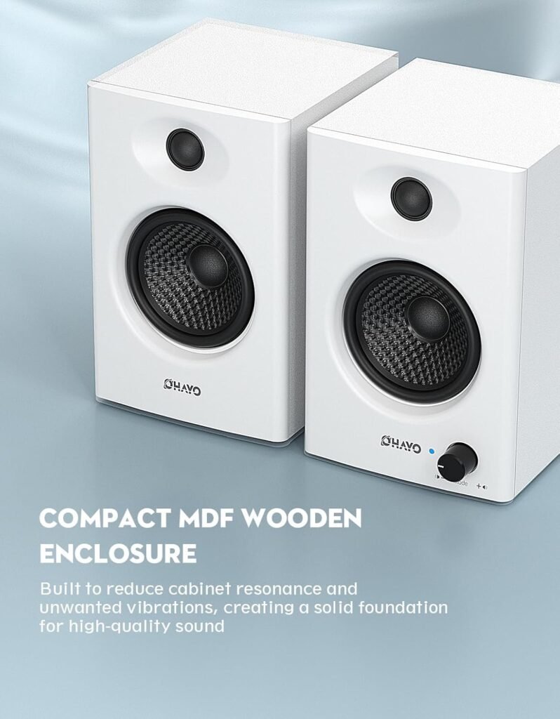 OHAYO 60W Computer Speakers for Gaming and Music, Active Bluetooth 5.3, Stereo 2.0 Speakers for Desktop PC Monitor or Laptop, Surround Sound Speaker, 3.5 mm Aux RCA Input, USB-Powered, 1 Pair, White OHAYO 60W Computer Speakers for Gaming and Music, Active Bluetooth 5.3, Stereo 2.0 Speakers for Desktop PC Monitor or Laptop, Surround Sound Speaker, 3.5 mm Aux RCA Input, USB-Powered, 1 Pair, White