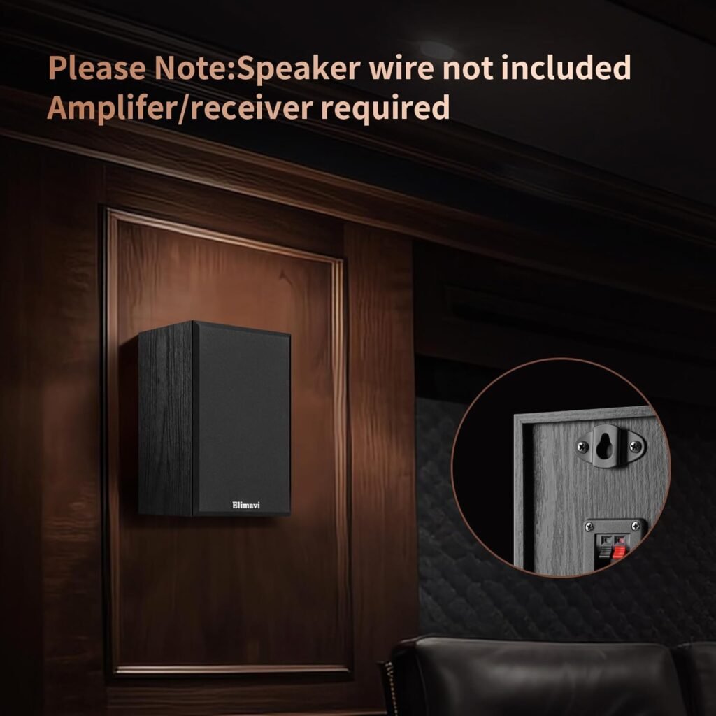 Passive Bookshelf Speakers for Home Theater Surround Sound, Satellite Stereo Speakers with Classic Wood Grain for Record Player/Computer/TV, Wall Mountable, Cable Included, Black Passive Bookshelf Speakers for Home Theater Surround Sound, Satellite Stereo Speakers with Classic Wood Grain for Record Player/Computer/TV, Wall Mountable, Cable Included, Black