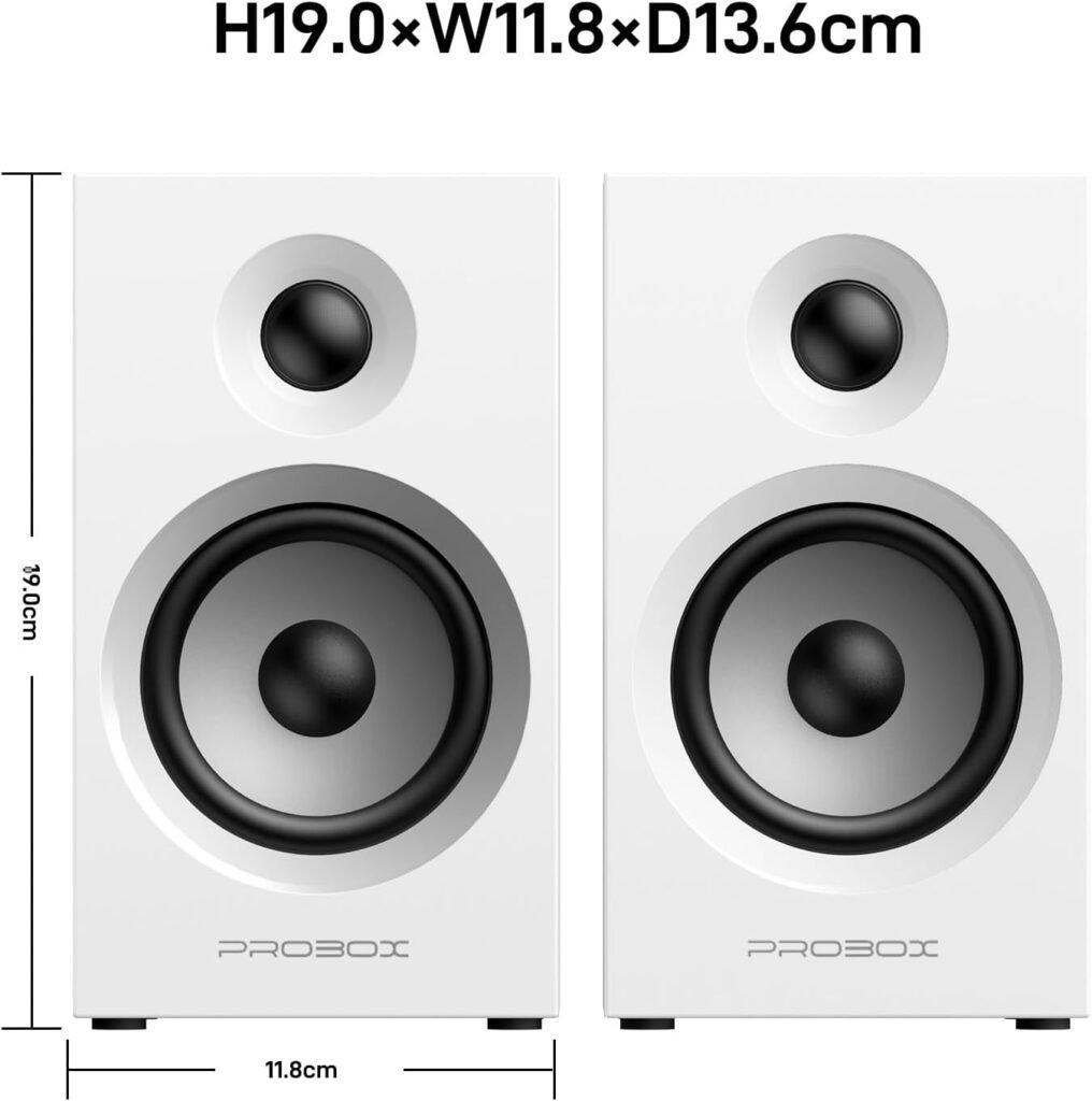 Powered Bookshelf Speakers HiFi Computer Gaming Monitors with Bluetooth 5.3  24-Bit USB DAC Stereo Speaker PC Speakers 3.5 Woofer,1 Silk Dome Tweeter, Adjustable Bass/Treble BT16 - White