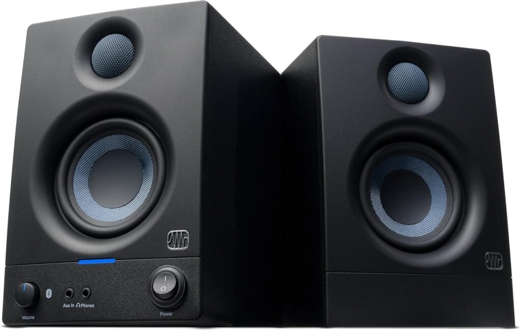 PreSonus Eris 3.5BT Studio Monitors, Pair — 3.5 Inch Powered Bookshelf Speakers, Stereo, Desktop Computer, Near Field Music Production, Audio Mixing Recording PreSonus Eris 3.5BT Studio Monitors, Pair — 3.5 Inch Powered Bookshelf Speakers, Stereo, Desktop Computer, Near Field Music Production, Audio Mixing Recording