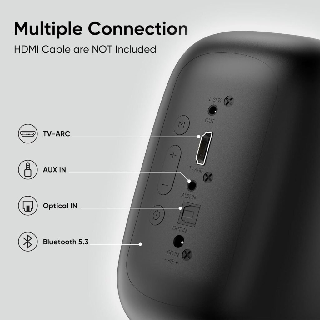 Saiyin Powered Bluetooth Bookshelf Speakers for Record Player, 40W Stereo Sound Speakers with 3-Inch Woofer, Dual-Curved Horn Bass Reflex Port and Optical/AUX/TV-ARC for Turntable/PC/TV, Pair