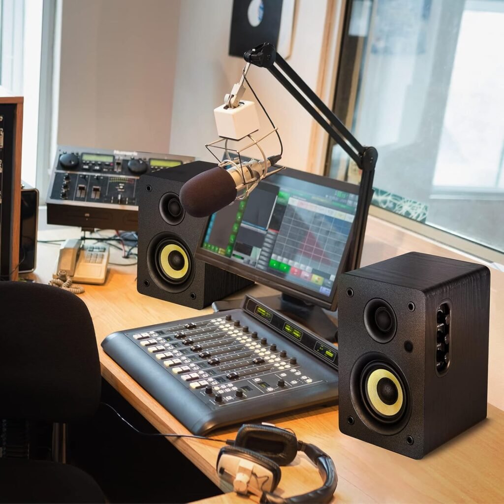 Sanyun SW206 4” HiFi Bookshelf Speakers with Studio Mode, 80W Active, Bluetooth 5.4/Optical/Coaxial/TRS/Aux/24bit DAC USB, for Turntable TV PC Desktop, MDF Cabinet, Remote Control, Black Sanyun SW206 4” HiFi Bookshelf Speakers with Studio Mode, 80W Active, Bluetooth 5.4/Optical/Coaxial/TRS/Aux/24bit DAC USB, for Turntable TV PC Desktop, MDF Cabinet, Remote Control, Black