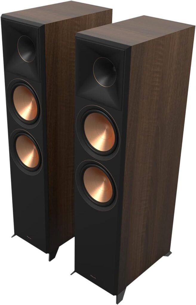 Klipsch Reference Premiere RP-8000F II 2.0 Dual Floorstanding Speaker Pair with Larger 90° x 90° Hybrid Tractrix Horn, 8” Cerametallic Woofers for Premium Home Theater Sound in Walnut