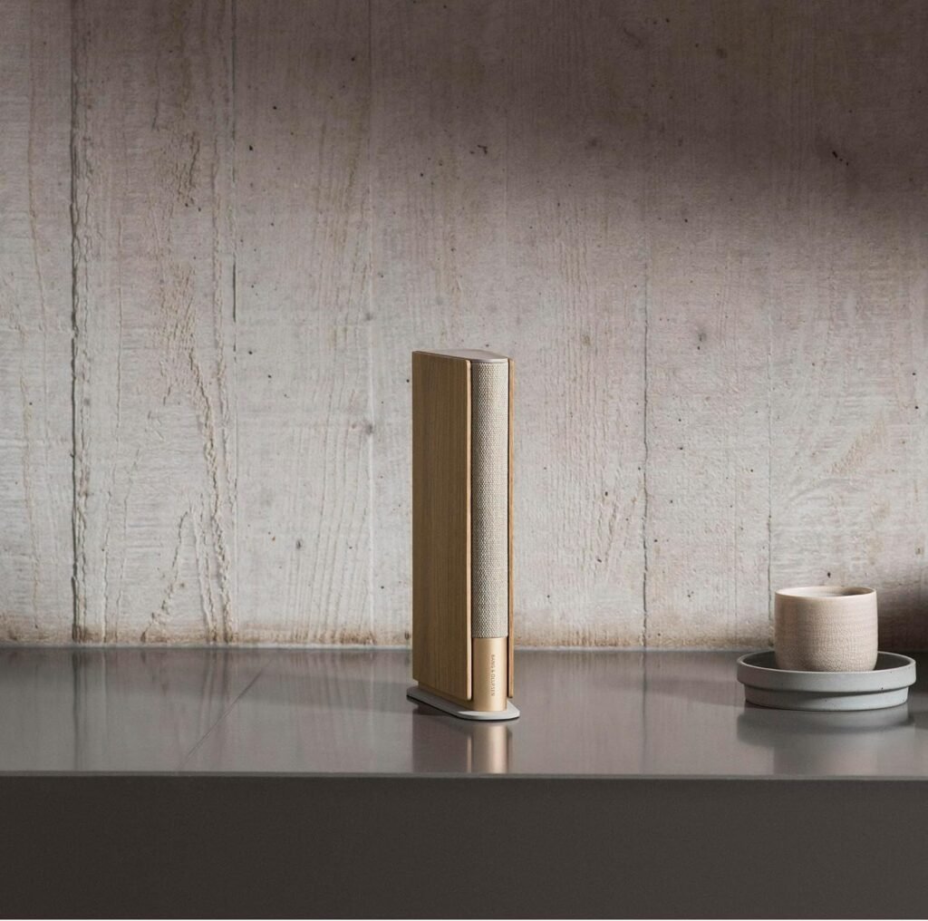 Bang  Olufsen Beosound Emerge Wi-Fi Multiroom Speaker, Gold Tone/Light Oak