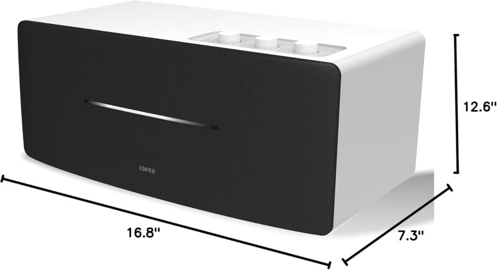 Edifier D12 Integrated Desktop Computer Speakers with Bluetooth 5.0, Wireless Stereo Tabletop Speaker Watts RMS with Subwoofer Line Out, RCA, Aux Input for PC Monitor Laptop (White)