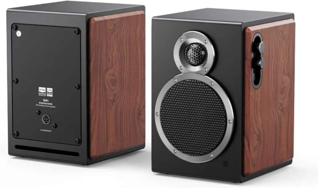 FiiO SA1 High-Fidelity Desktop Speaker. 31-Band PEQ, LDAC Bluetooth,20W2+5W2 Output, Phono Preamp, Wood Fiber Woofer, Aluminum-Magnesium Tweeter (Black)